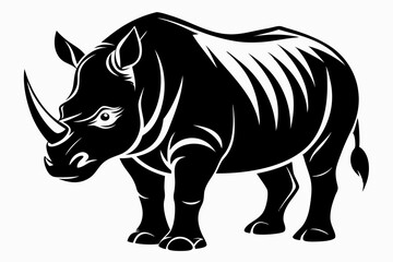 rhinoceros line art silhouette vector illustration
