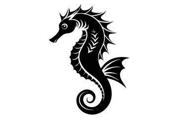 seahorse line art silhouette vector illustration