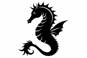 seahorse line art silhouette vector illustration