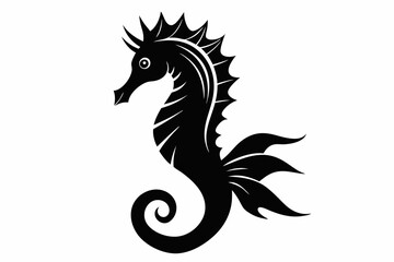 seahorse line art silhouette vector illustration