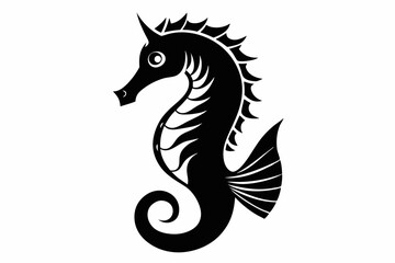 seahorse line art silhouette vector illustration