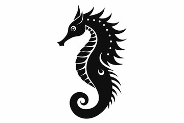 seahorse line art silhouette vector illustration