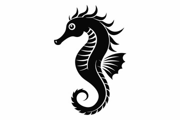 Obraz premium seahorse line art silhouette vector illustration