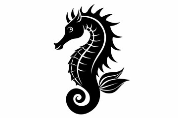 seahorse line art silhouette vector illustration