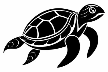 sea turtle line art silhouette vector illustration	