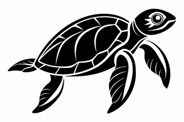 sea turtle line art silhouette vector illustration	