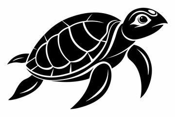 sea turtle line art silhouette vector illustration	