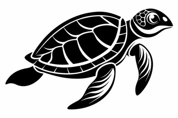 sea turtle line art silhouette vector illustration	