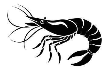 shrimp line art silhouette vector illustration	