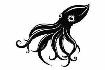 squid line art silhouette vector illustration	