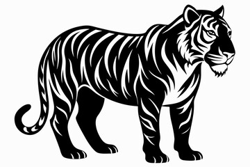 tiger line art silhouette vector illustration	