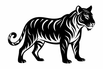 tiger line art silhouette vector illustration	