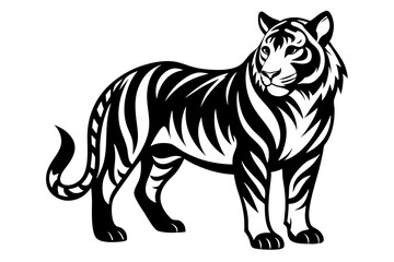 Obraz premium tiger line art silhouette vector illustration 