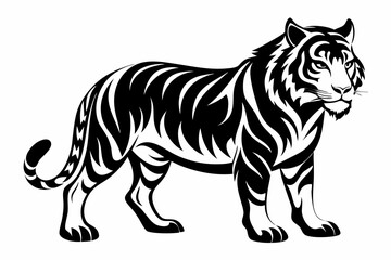 tiger line art silhouette vector illustration	