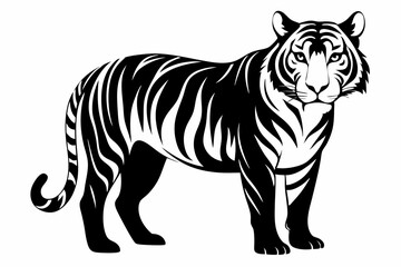 tiger line art silhouette vector illustration	