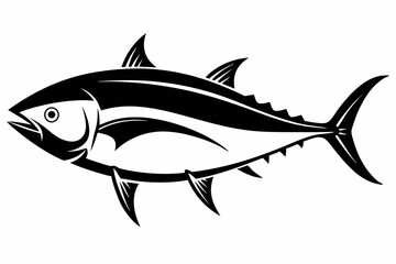 tuna fish line art silhouette vector illustration	