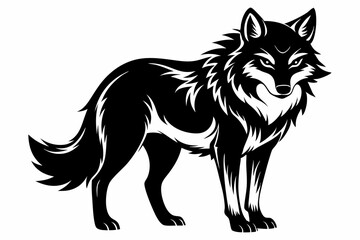 wolf line art silhouette vector illustration	