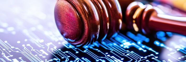 Tech law and digital legal services with gavel and lawsuit