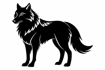wolf line art silhouette vector illustration	
