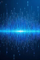 Abstract blue background of points. Cyber particles. 3D rendering. Abstract geometric background with connecting points and