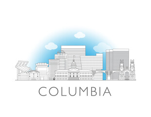 Naklejka premium Columbia, South Carolina skyline cityscape vector illustration
