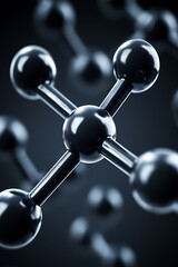 Detailed 3D Model Representation of Molecular Structure in Deep Blue Tones