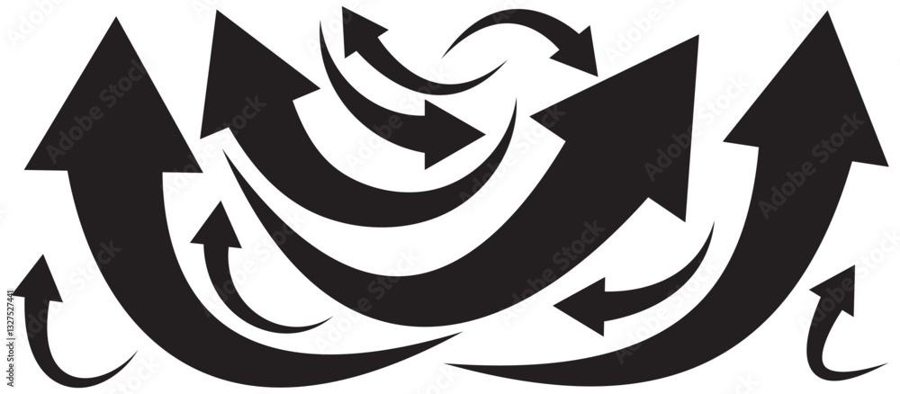 Poster curved arrow icon vector set. black arrows set. curved arrows. arrow sign. flat style icons. bold ar