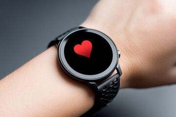 Fototapeta premium Modern smartwatch displaying heart rate