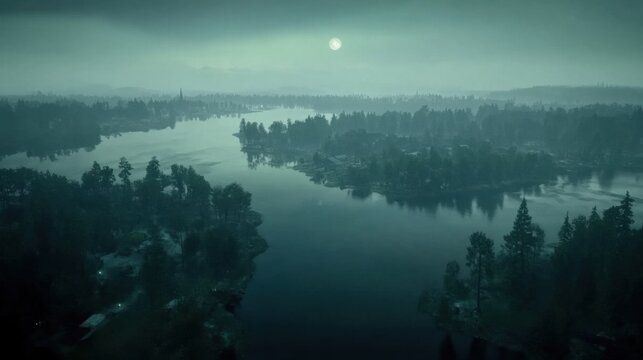 Calm Lakes Reflecting Moonlight in Soft Light