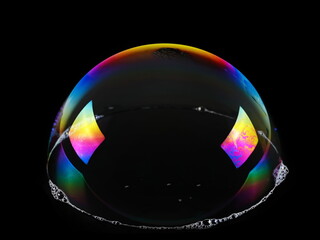 Foam, colorful bubble isolated on black with clipping path, texture and background	