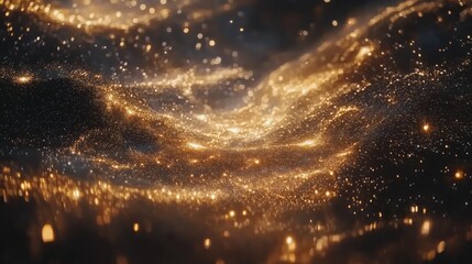 Cosmic Stardust Waves – Golden Interstellar Nebula in Motion