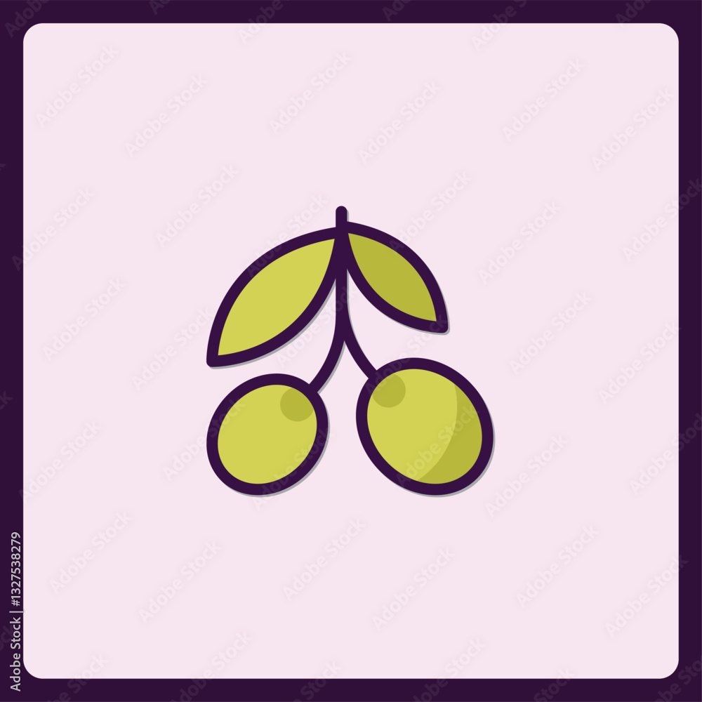 Poster minimalist olive branch icon design with rounded shapes and a soft color palette