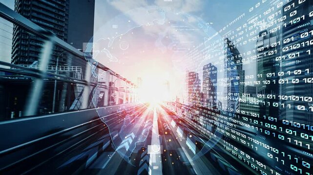 Business data analytic with tacit intelligent software making marketing strategy . Concept of smart digital transformation and technology disruption that changes global trends in new information era .