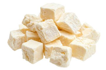 A Creamy Pile Of Delicate, Cubed Turkish Delight, A Sweet Treat Ready To Melt In Your Mouth, Showcasing Its Soft Texture And Inviting Pale Yellow Hue Isolated on Transparent Background