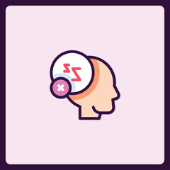 Headache brain icon representing cognitive overload and pain relief