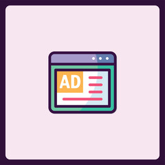 Stylized icon representing digital advertising on browser interface
