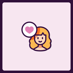 Cartoon avatar with heart thought bubble illustration for social media profile