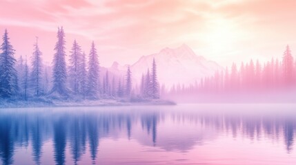 Fototapeta premium Serene Reflection of a Tranquil Lake at Dawn