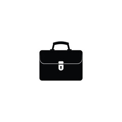 briefcase minimalist Black Briefcase Icon: Simple Vector Design with Handle and Lock