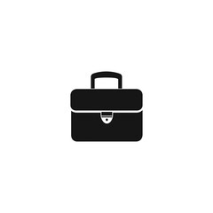 Black Briefcase Silhouette Vector: Minimalist Icon with Handle and Lock Detail
