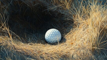 Golf Ball Resting In Winter Grass