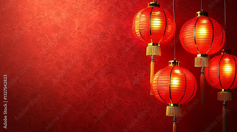 Poster red lanterns festive background texture design