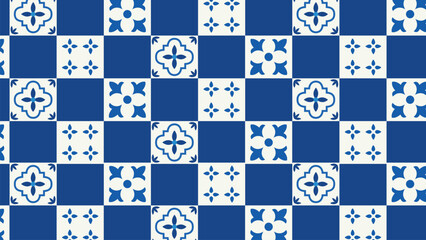 Set of Mediterranean Amalfi Coast background. Citrus on ceramic tile. Portuguese, Sicilian, Spanish tile traditional design. Backdrop for wrapping paper, wallpaper, fabric, textile. Vector illustratio