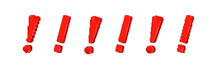 Bright red exclamation marks create a bold visual impression, emphasizing excitement or urgency.