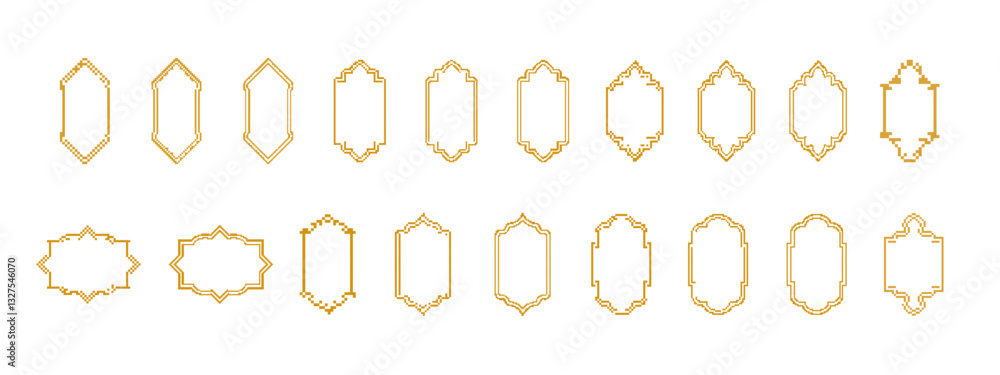 Poster set of yellow geometric frames in various shapes. ideal for creative design projects and crafts.