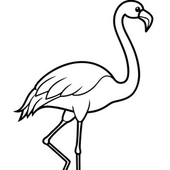 Obraz premium a cartoon flamingo in line art, standing gracefully. Perfect for coloring or design projects