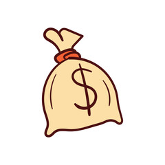 Money Bag hand draw doodle  Vector icon