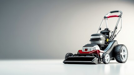 Lawn care action backyard equipment image indoor close-up gardening concept