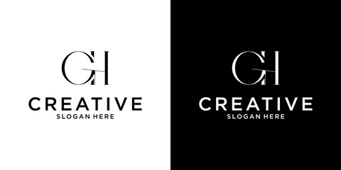 GH or HG initial letter logo design vector
