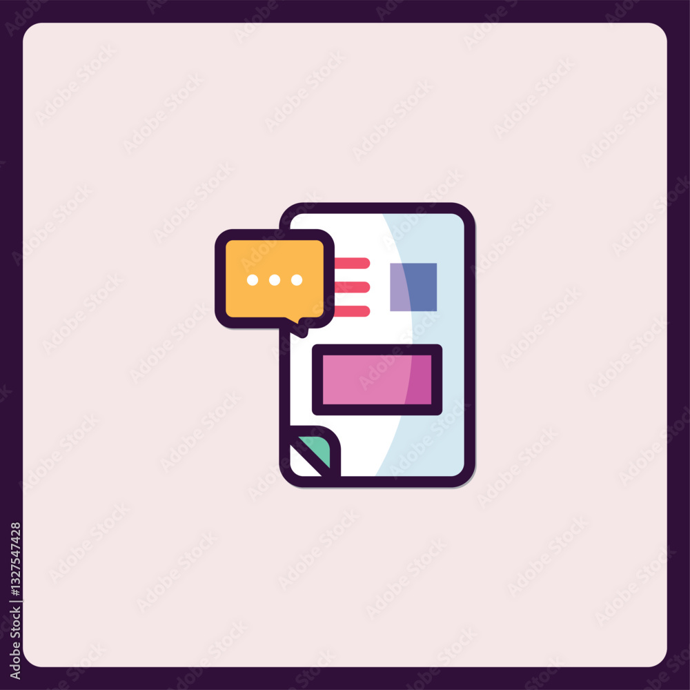 Poster dynamic document with speech bubble icon for data sharing concept
